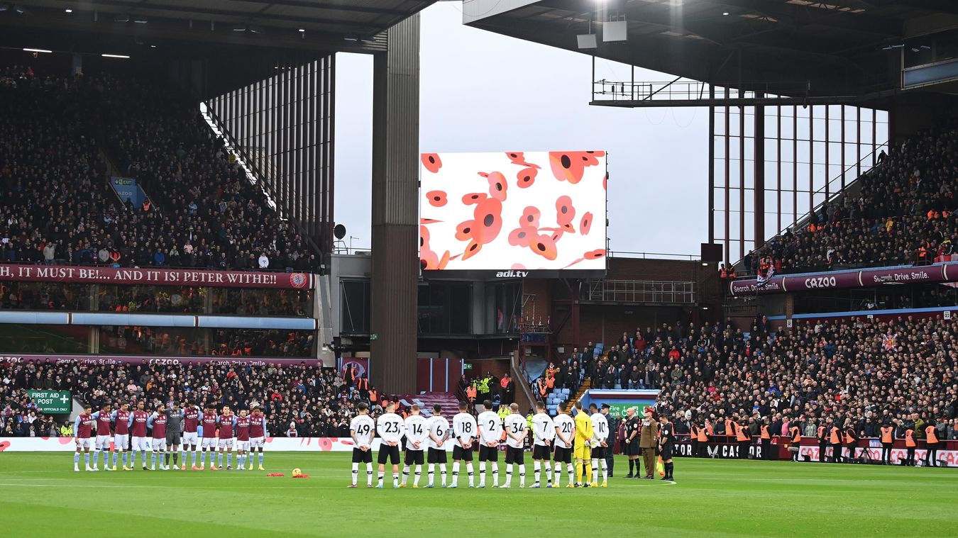 Aston Villa and Man Utd pay tribute poppy 202223